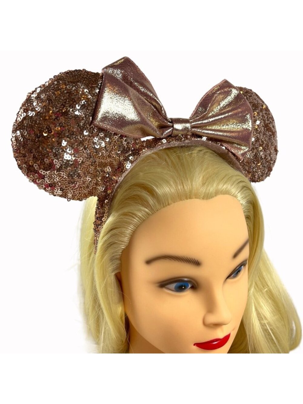 Minnie Mouse Ears Headband Walt Disney Parks Rose Gold Sequins 2017 Original - Picture 3 of 12